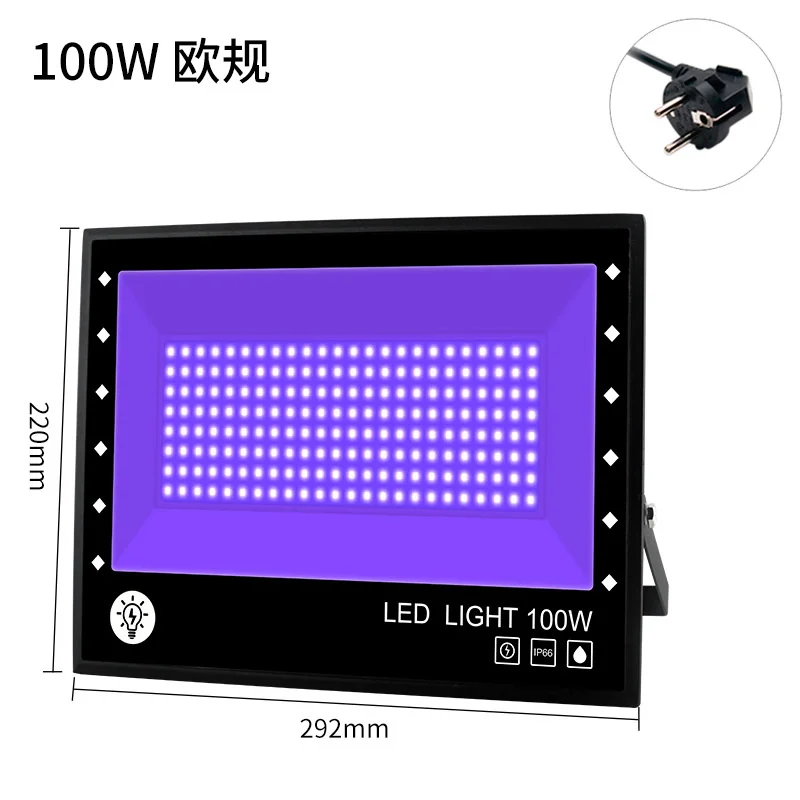 

УФ светодиодный прожектор 100 Вт, 60 Вт, 30 Вт, ультрафиолетовый свет, AC85-265V IP66, водонепроницаемый светодиодный черный светильник, для Хэллоуина,...