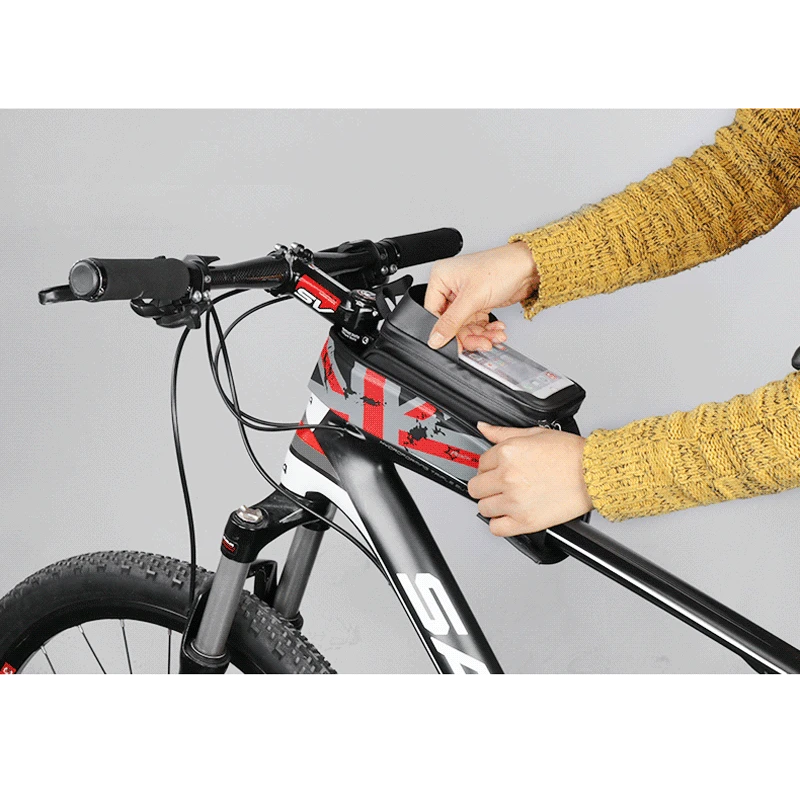 ROCKBROS велосипедная сумка MTB шоссейная велосипедная сумка непромокаемая с сенсорным экраном велосипедная передняя Труба каркасная сумка 5,8/6,0 чехол для телефона Аксессуары для велосипеда
