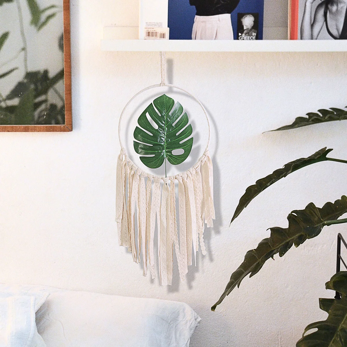 

Aesthetic Room Decor Ins Home Decoration Green Leaf Dream Catcher Net Wall Decoration Nordic Dreamcatcher Boho Nursery Decor