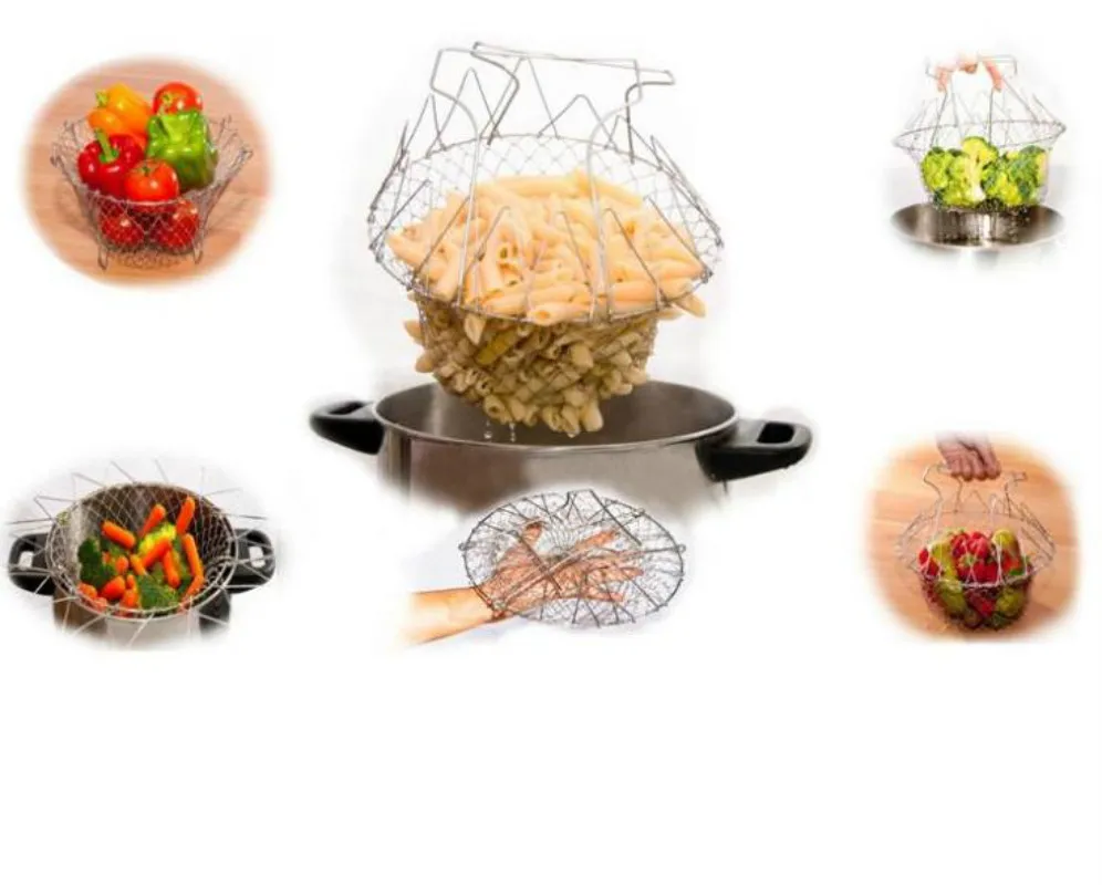 Нержавеющая сталь складной промывка паром напряжения шеф повар Корзина