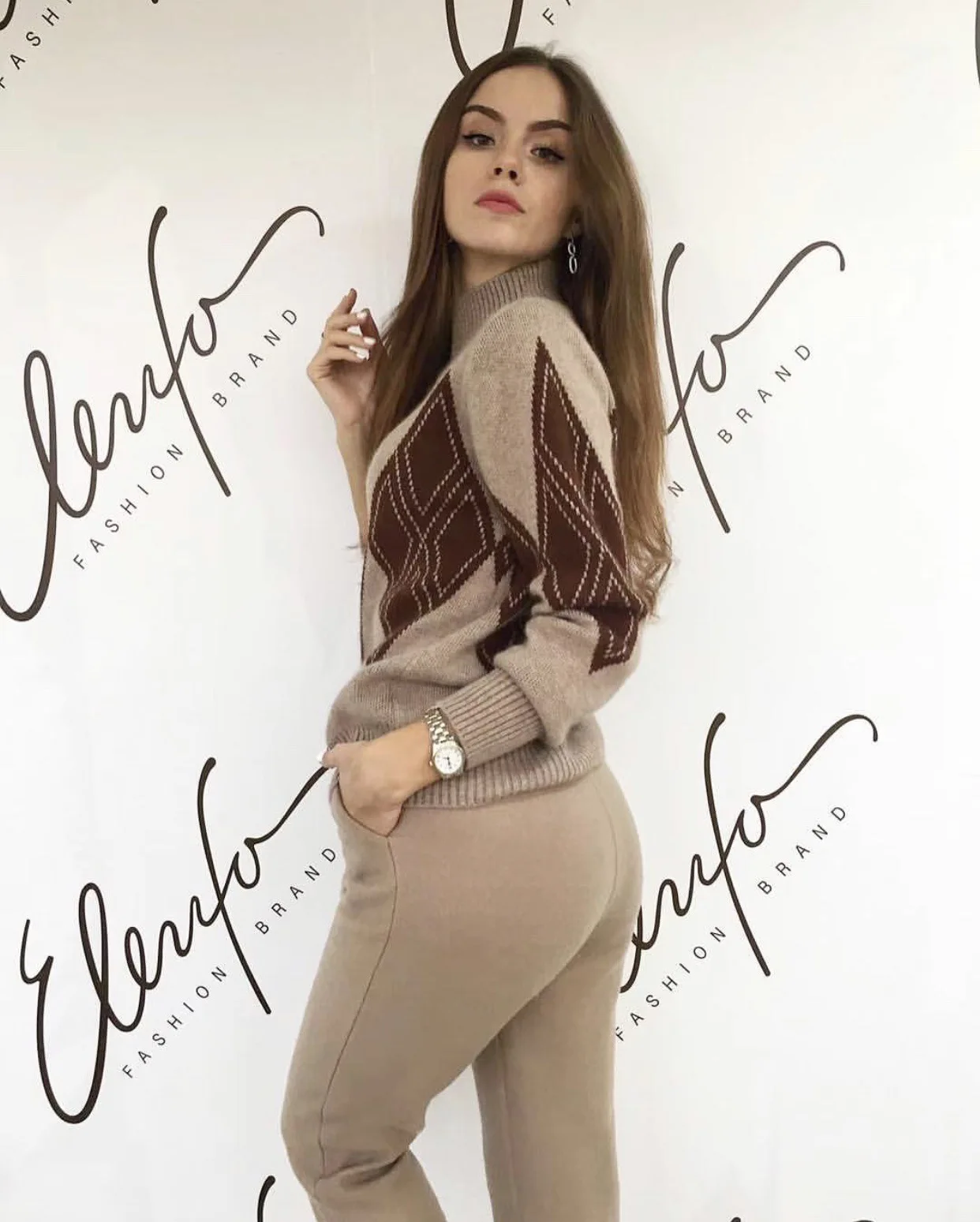 2019 женский свитер с геометрическим узором спортивный комплект из 2 предметов