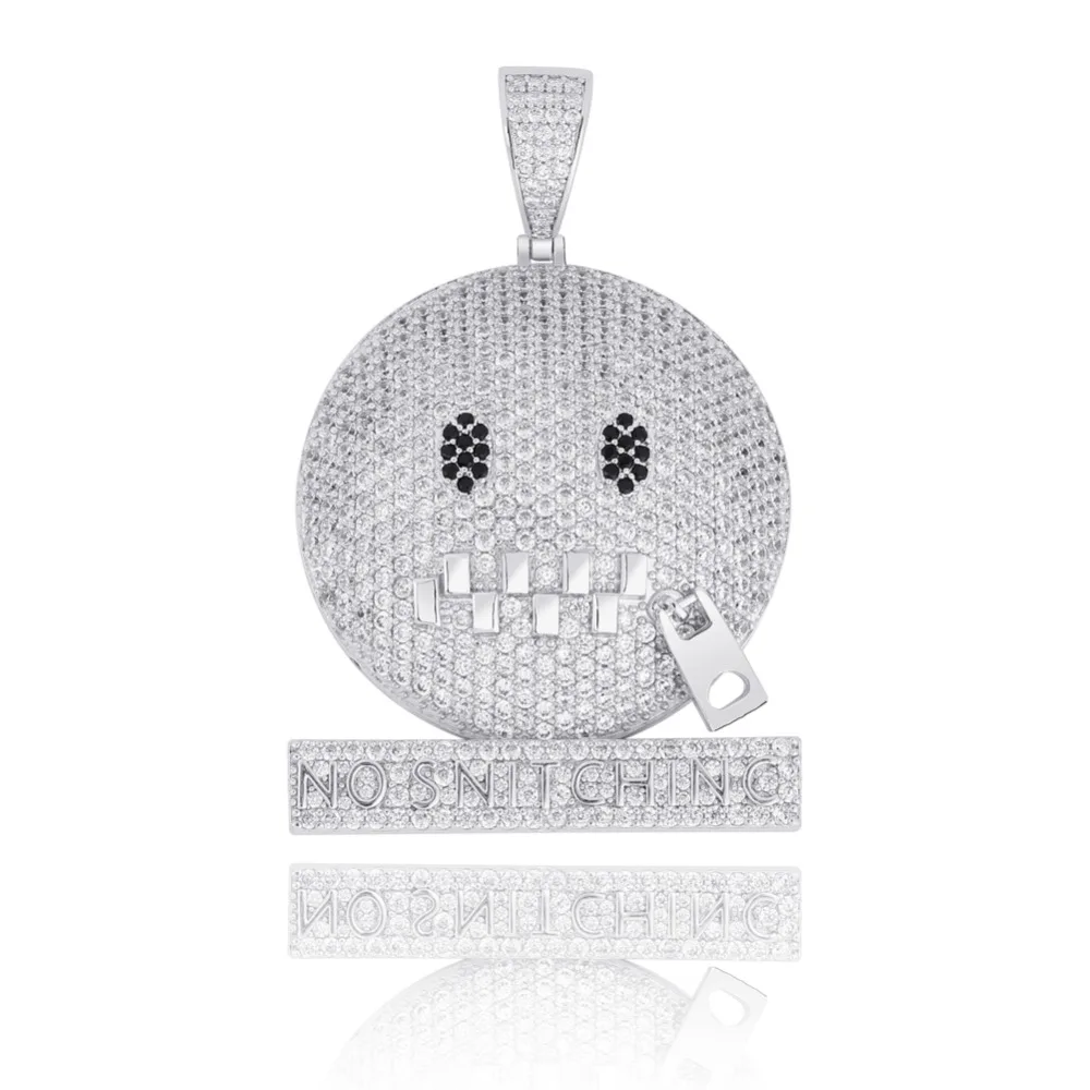 TOPGRILLZ круглое лицо характер молния рот Iced Out кубический циркон кулон и ожерелье Золото Серебро Цвет хип хоп ювелирные изделия для мужчин
