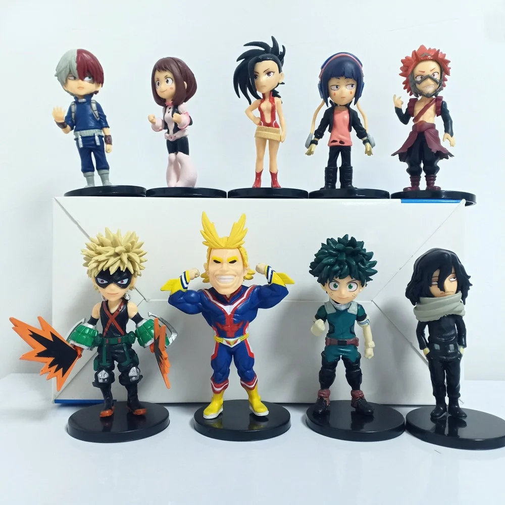 

9 Pcs/lot Anime My Hero Academia Action Figure Midoriya Izuku Todoroki Shoto PVC Stand Model Toy Gift