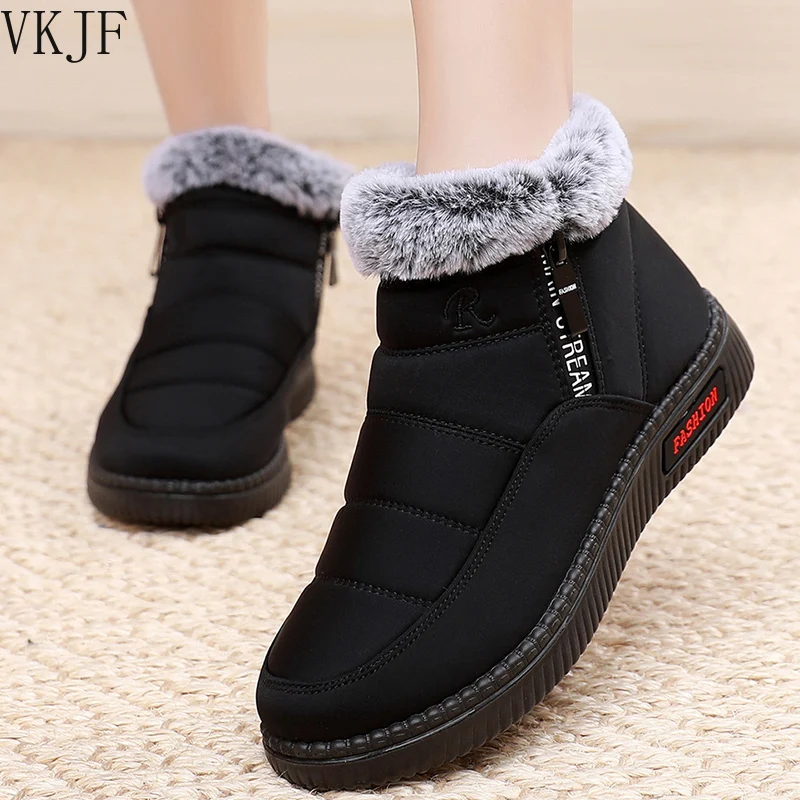 

Женские зимние ботинки, женские зимние теплые ботильоны, ботинки на боковой молнии, женские водонепроницаемые короткие ботинки, однотонные...