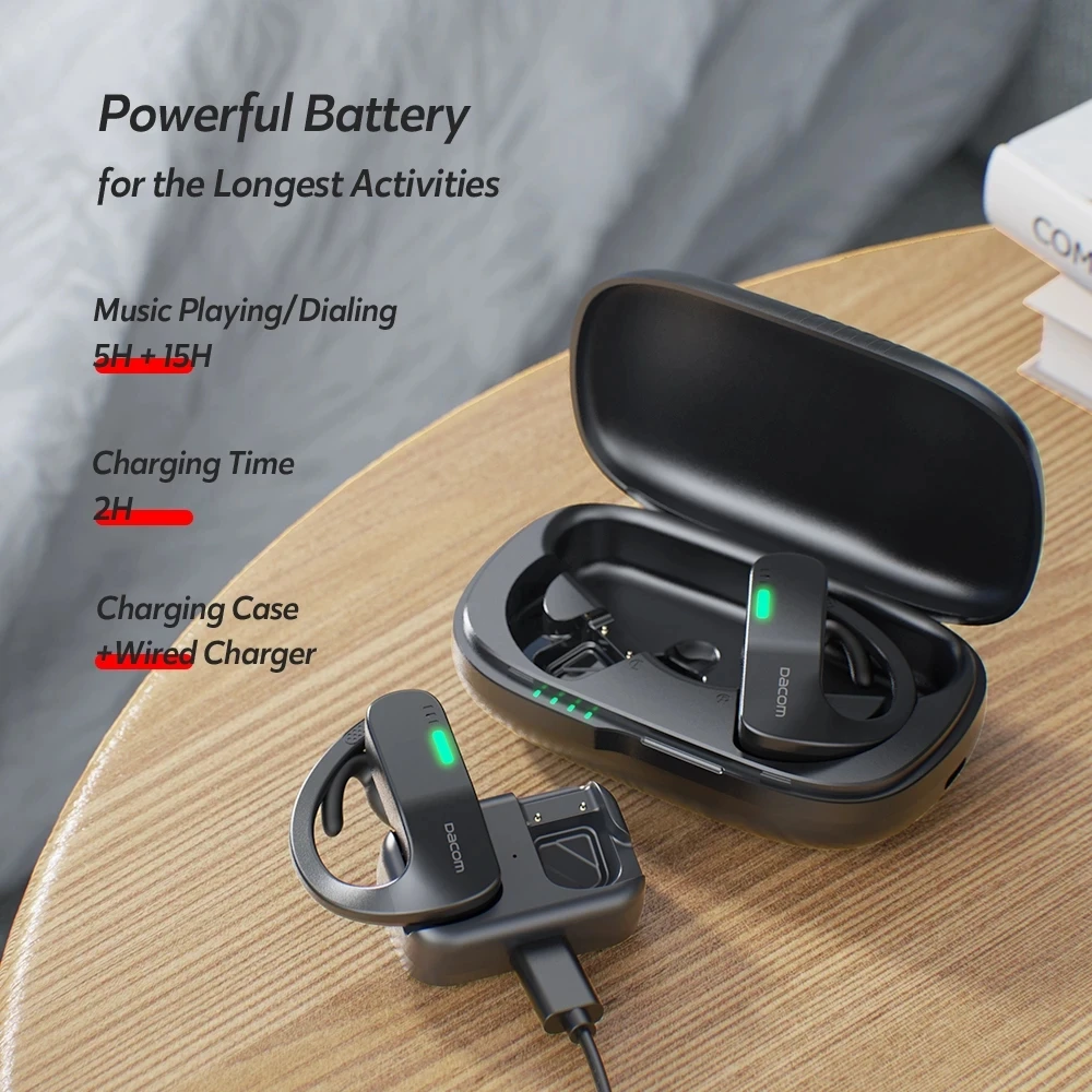 TWS-стереонаушники DACOM Bonebuds с костной проводимостью водонепроницаемые поддержкой