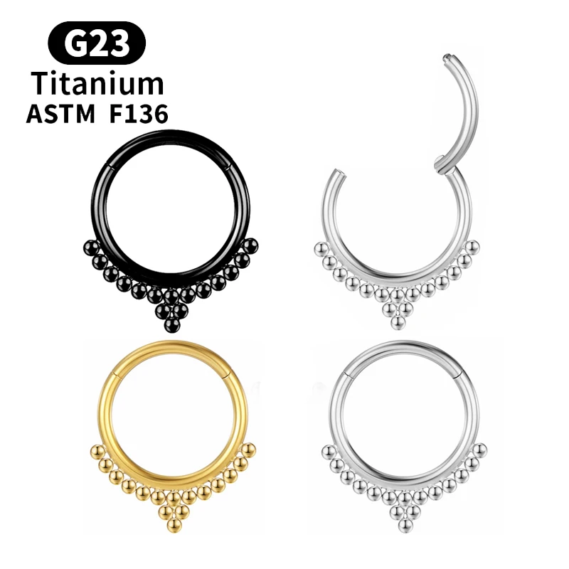 

G23 Titanium Helix Nipple Clicker Nose Black Earrings Ball Segment Hinged Rings Ear Cartilage Tragus Piercing Jewelry for Women