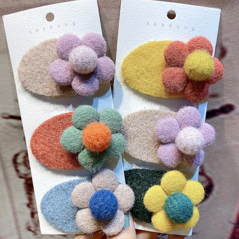 

1 шт. корейская модная зимняя плюшевая однотонная заколка для волос в форме цветка из искусственного меха заколки для волос для девочек аксе...