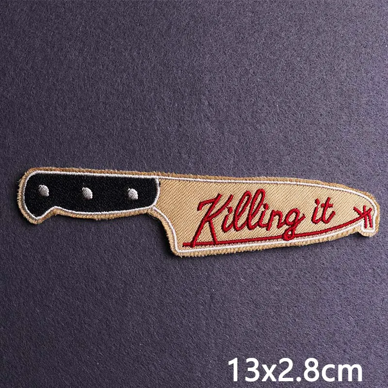 Наклейки с надписью Kill It вышитыми ножом нашивки для одежды наклейки хиппи