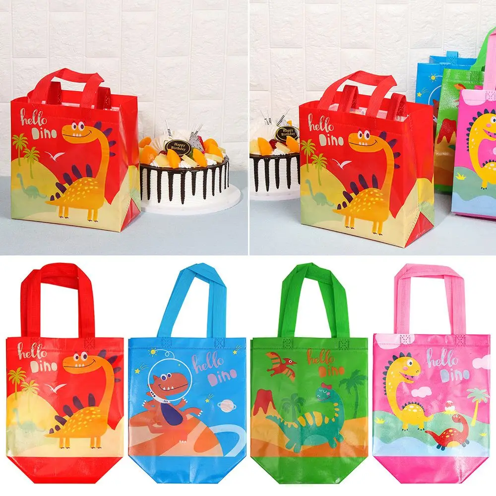 

12 Pcs Baby Shower Wedding Party Celebration Theme Party Dinosaur Party Favor Gift Bags Bags with Handles Non-Woven