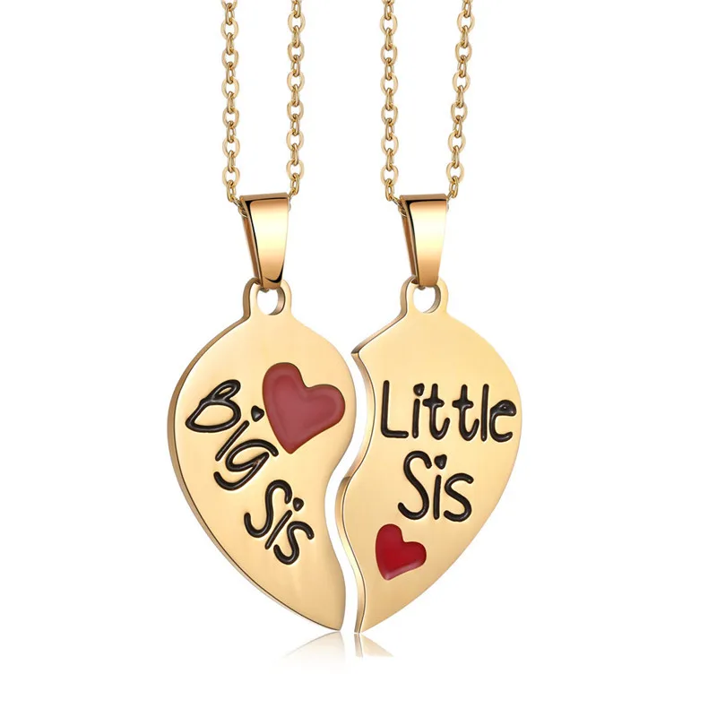 

2 Pieces / Set Of Good Sisters Girlfriends Gift Jewelry Fashion NewTwo-petal Love Stitching Stainless Steel Necklace