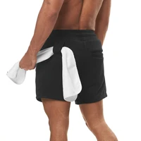 new fitness sweatpants shorts man summer gyms workout short pants jogger short pant man drawstring sports shorts%ef%bc%88with towel%ef%bc%89