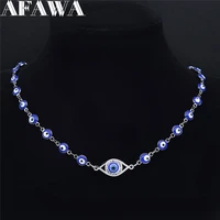 turkey eye crystal stainless steel muslim islam chocker necklace women silver color necklaces jewelry collier oeil n4863s02