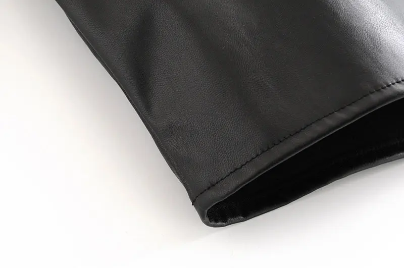 

Loose Fit Black Pu Leather Big Size Short Jacket New Lapel Long Sleeve Women Coat Fashion Tide Autumn Winter 2020