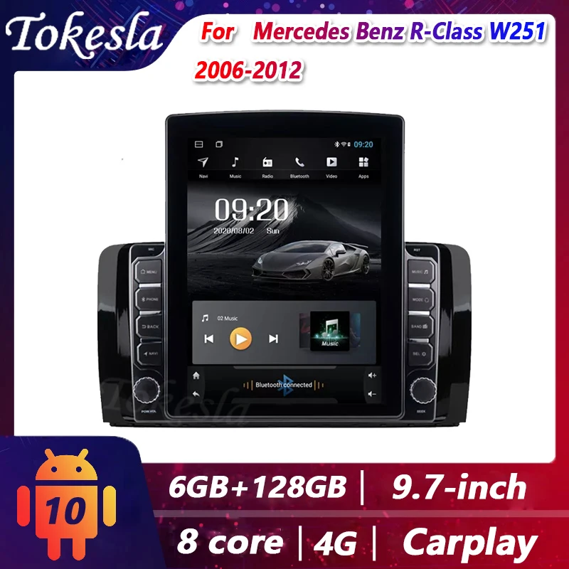 

Автомобильный радиоприемник Tokesla для Mercedes Benz R-Class W251, 2 din, Android, экран Tesla, центральный мультимедийный стереоприемник, Dvd, видеоплееры