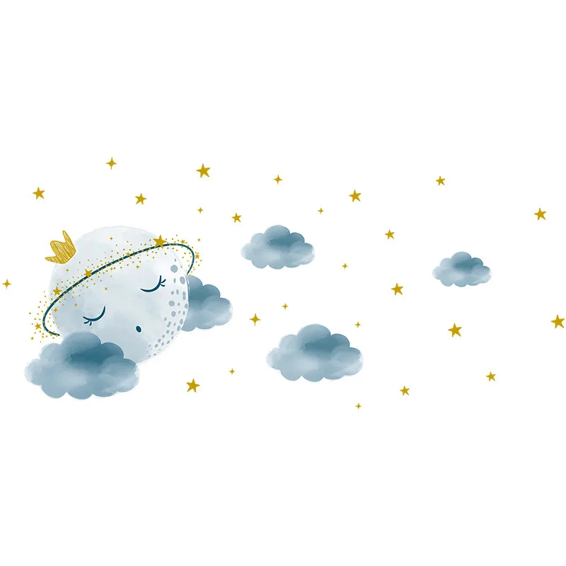 

Wall Decor Wall Stickers Crown Moon Cloud Sticker for Kids Room Boys Bedroom Children room Nursery Decoration Party Decoration