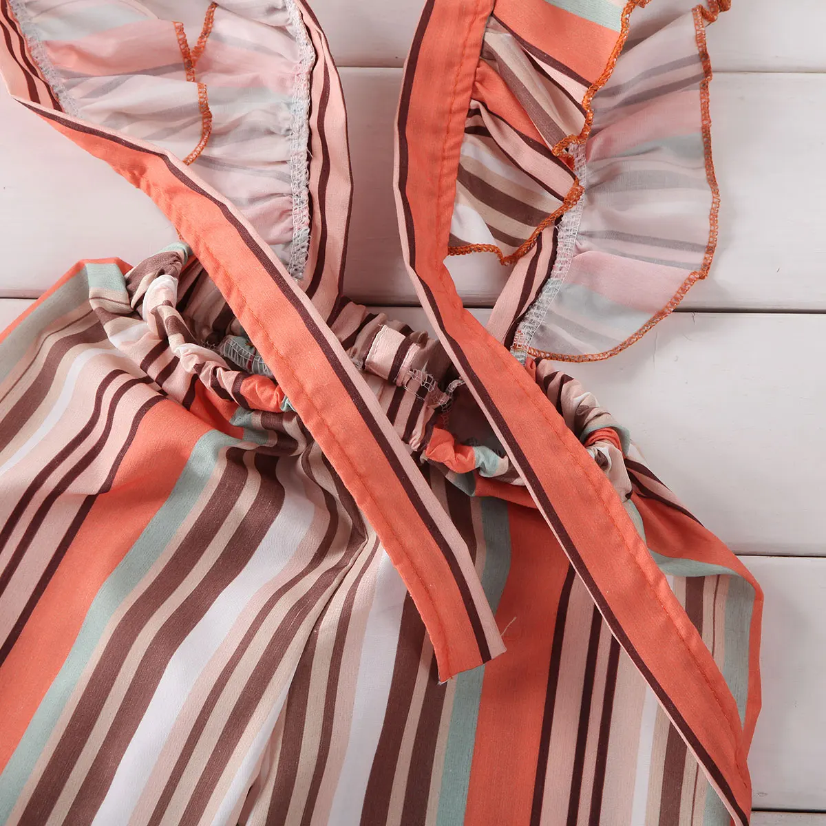 От 2 до 6 лет Детские Разноцветные полосатые ползунки с оборками для маленьких