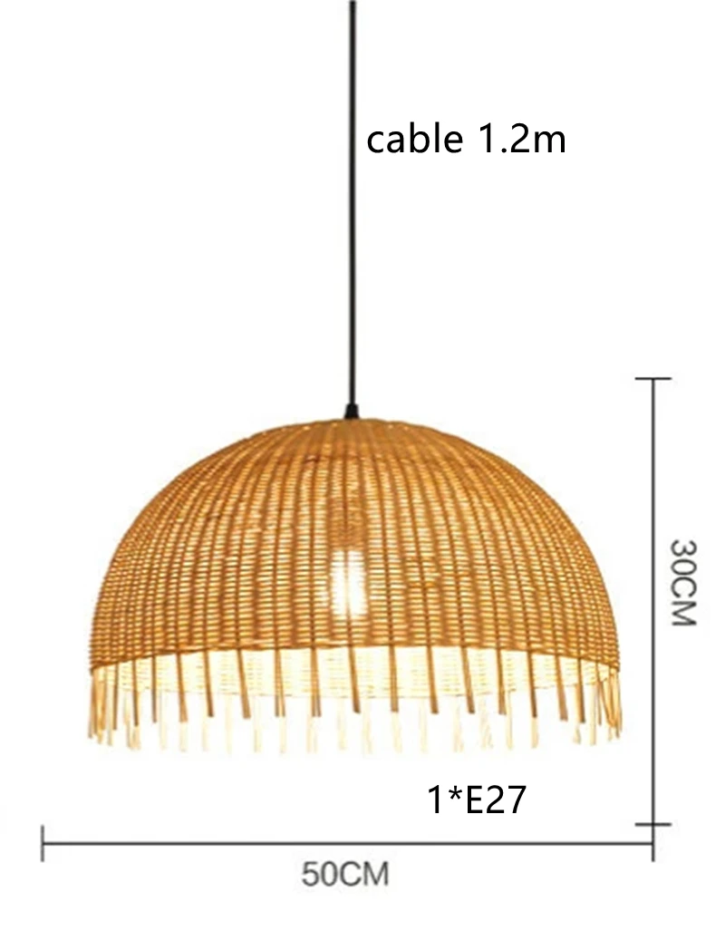 Японский бамбуковый абажур ручной работы из натурального ротанга круглая люстра