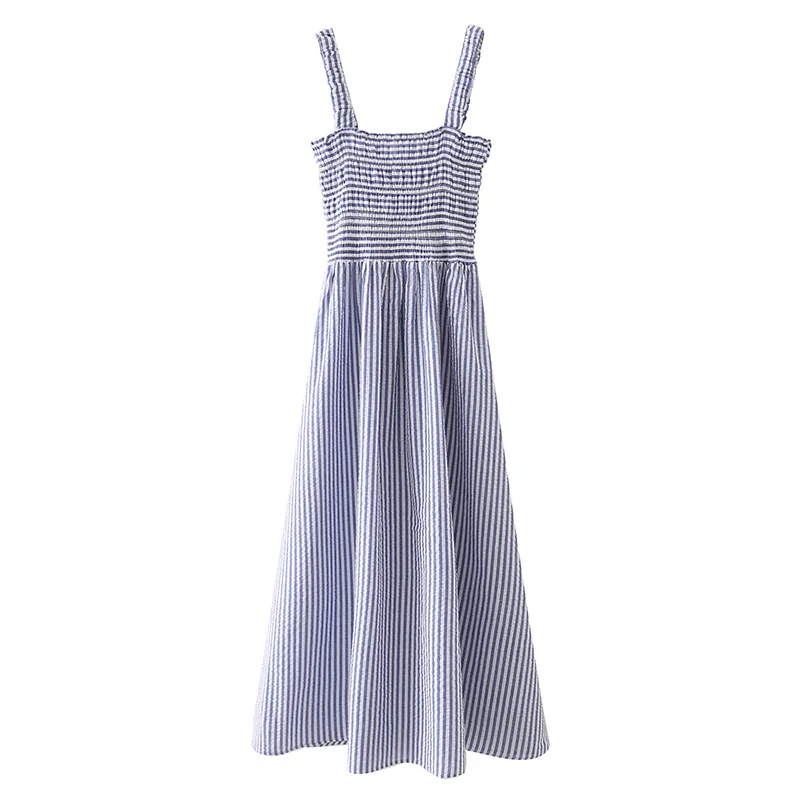 

ZA Summer Women Camisole Dress Striped Printed Backless Dresses Lady Party Vestido Elegant Girl Sleeveless A-line Causal Outfits