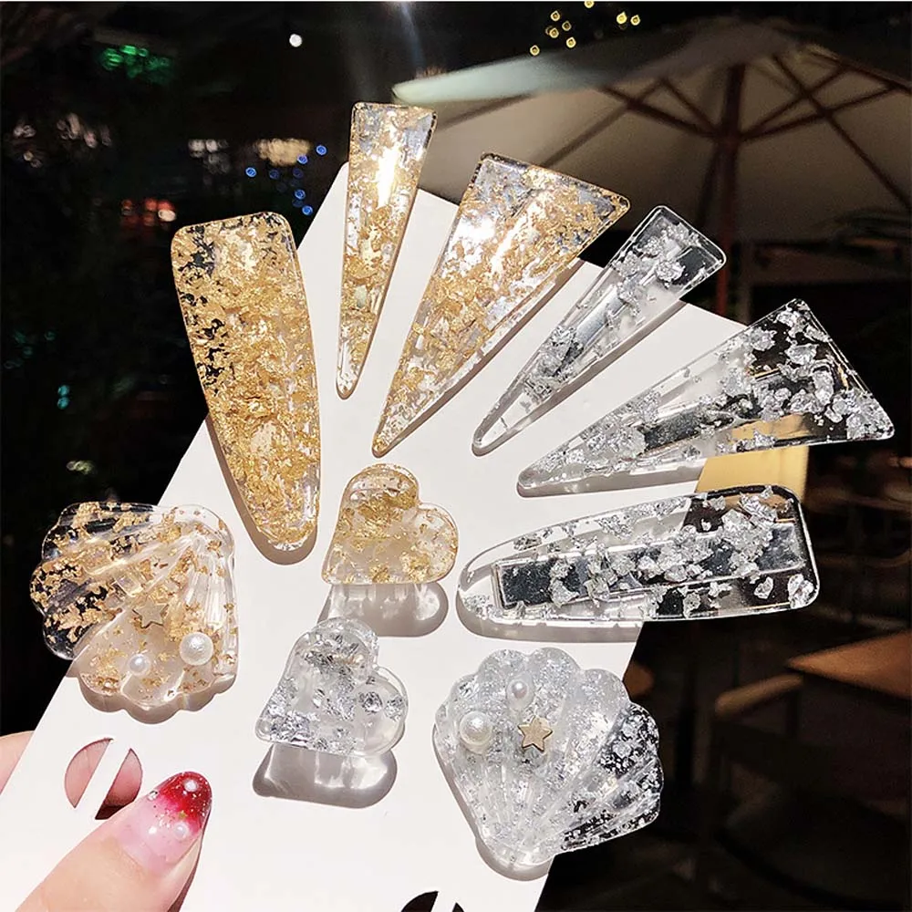 Фэнтези ацетат Геометрическая фольга заколки для волос женские Девушки Милые