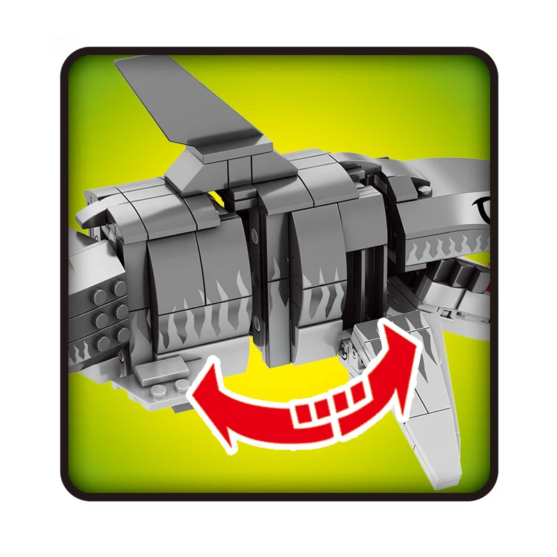 Megalodon Акула период Юрского периода динозавр парк мира модель MOC строительные