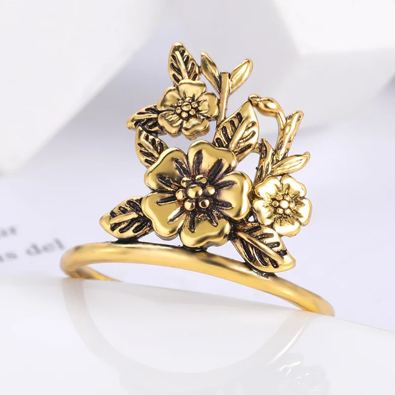 Женское кольцо в виде листьев с цветами | Украшения и аксессуары