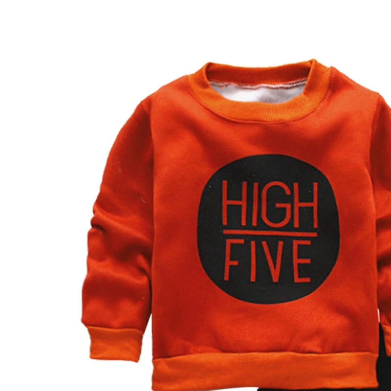 Осенняя одежда для малышей утепленная толстовка с длинными рукавами и буквенным