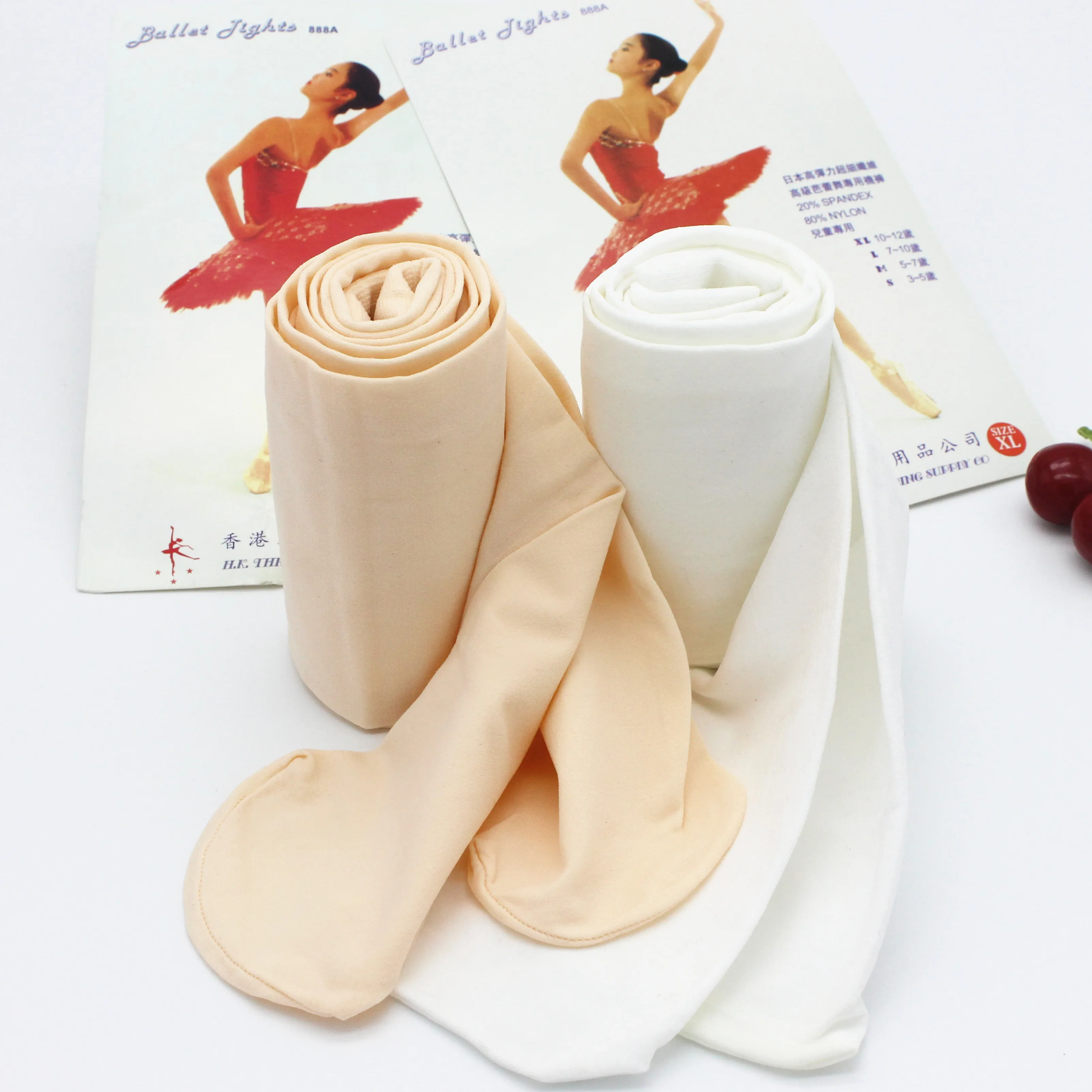 Колготки для балета девочек бархатные чулки танцев белого и телесного цвета из