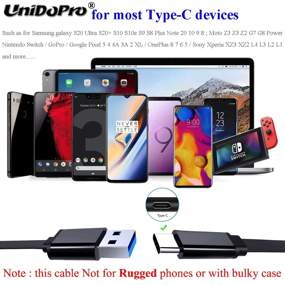 3FT Flat Type C Cable for WD My Passport Ultra | LaCie Mobile Drive SAMSUNG T5 Portable SSD USB Type-C External Hard Компьютеры и офис