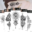 Временная татуировка для женщин, кружевные серьги, хна, мандала, черный простой цветок, водонепроницаемые влагостойкие тату-наклейки, сексуальные женские Искусственные татуировки