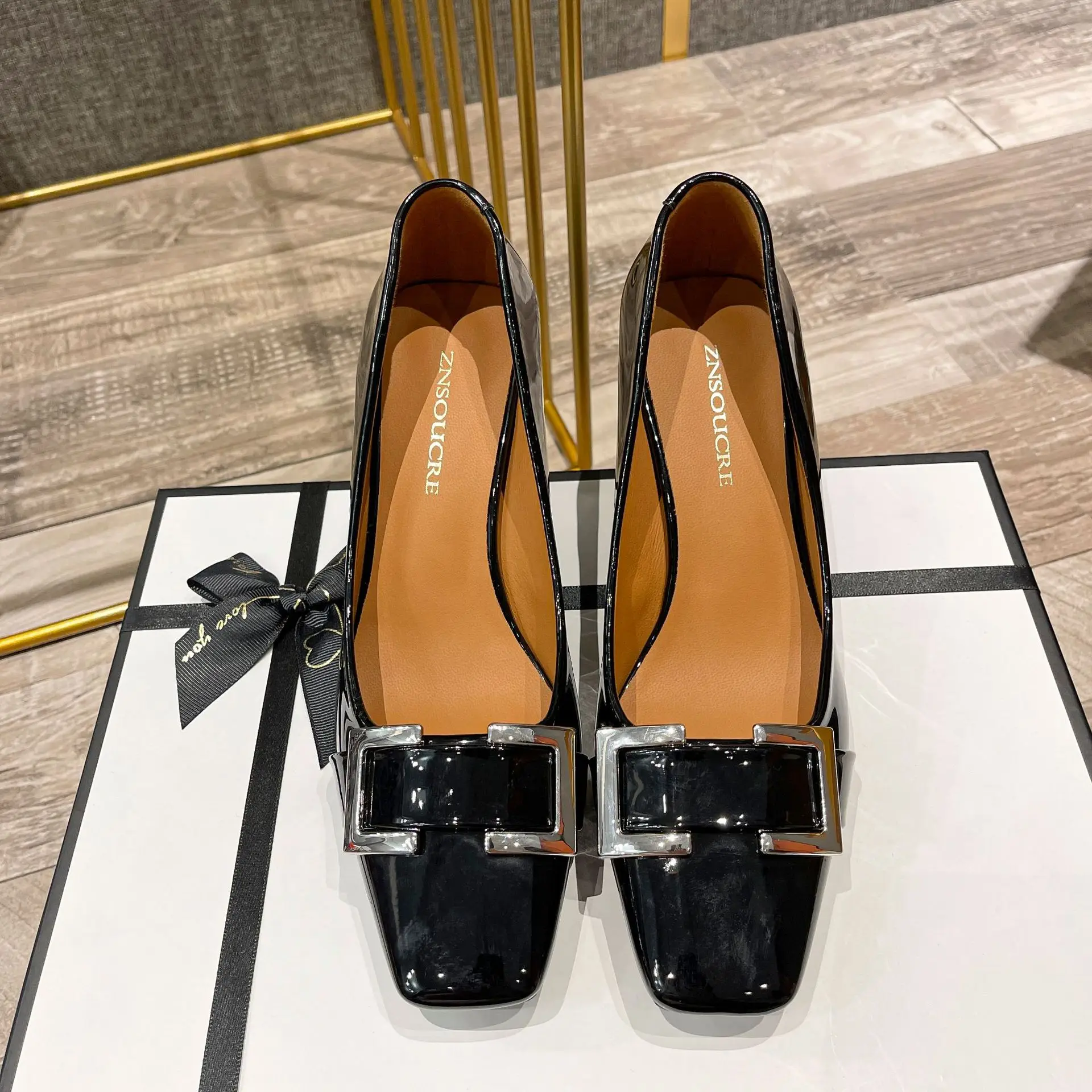 

Woman Sexy High Heels Shoes Lace-Up Slip On Shallow Mouth Branded Pumps Work Dress Professional Square Toe Sandals Ladies Sweet