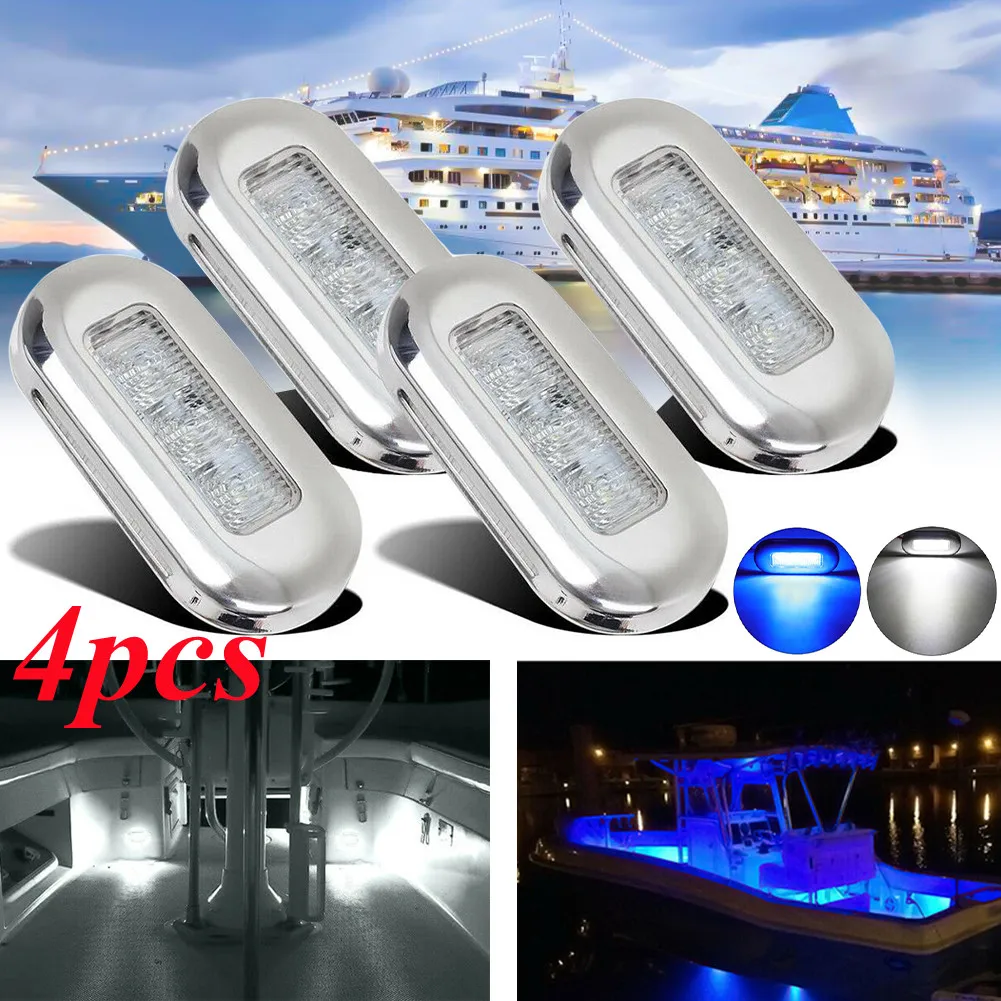 

4PCS 12V 3 LED Fishing Light Attracting Fish Underwater LED Night Luring Lamps For Marine Pontoon Boat Fishing Tools Stair Deck