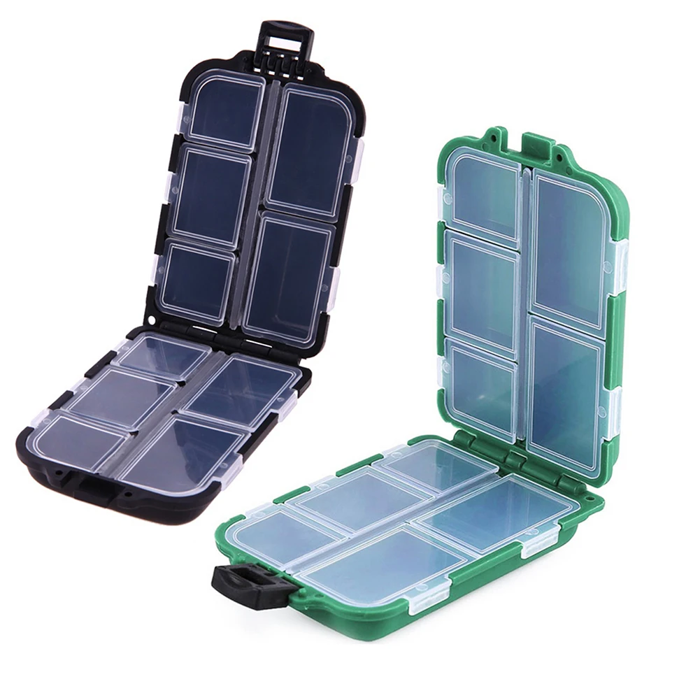 

Bait Box Fishing Tackle Grid Organizer Double Layer Storage 10 Compartments Black For Hook Portable Outdoor PVC Fishing Bait Box