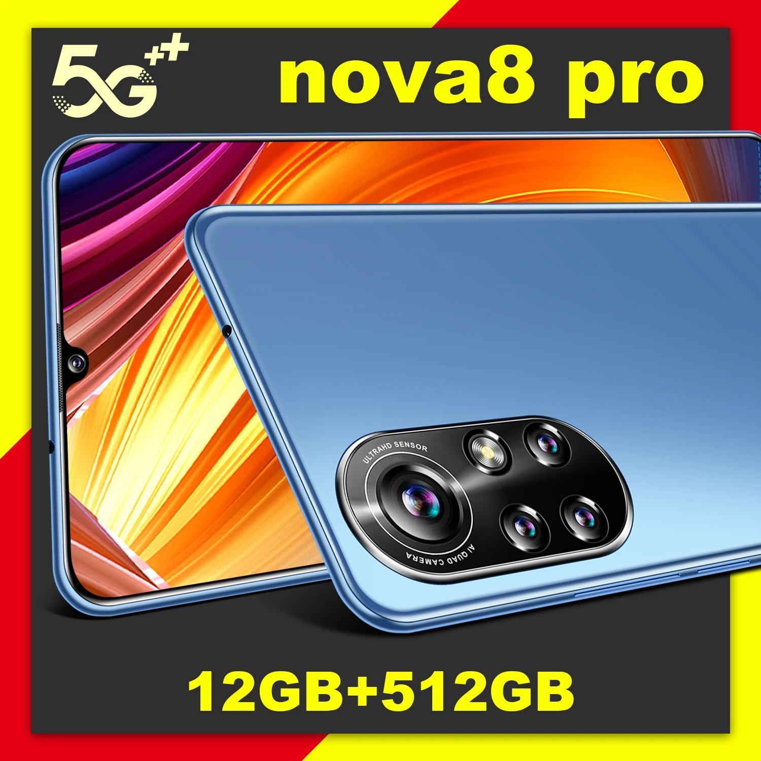 

Nova8 Pro Andriod Phone 11 Core 6.8 Inch HD+ 2280*3200 5G 12GB+512GB 24MP+48MP Andriod 11 Smartphone Qualcomm Snapdragon 888