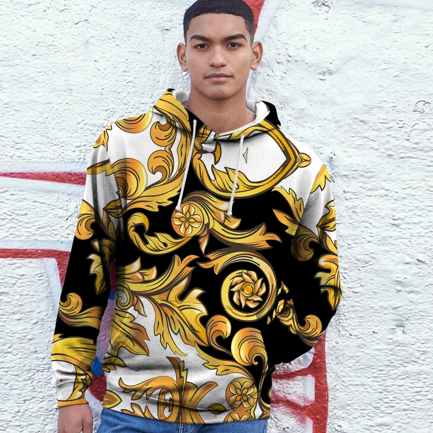 

Мужская толстовка с капюшоном и цифровым 3D-принтом, на осень/зиму