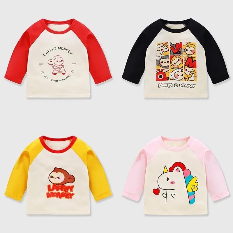 

Baby Boys Girls T-shirts Fashion Cotton Children Long Sleeves Cartoon Print T Shirts Kids Bottoming Shirt Clothing Tee New 2021