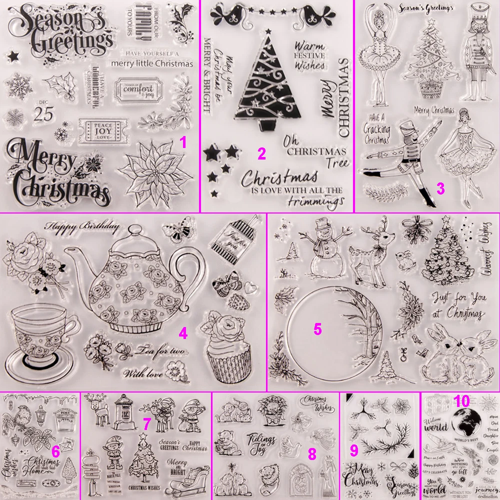 Merry christmas party прозрачные силиконовые штампы DIY тиснение для скрапбукинга карта