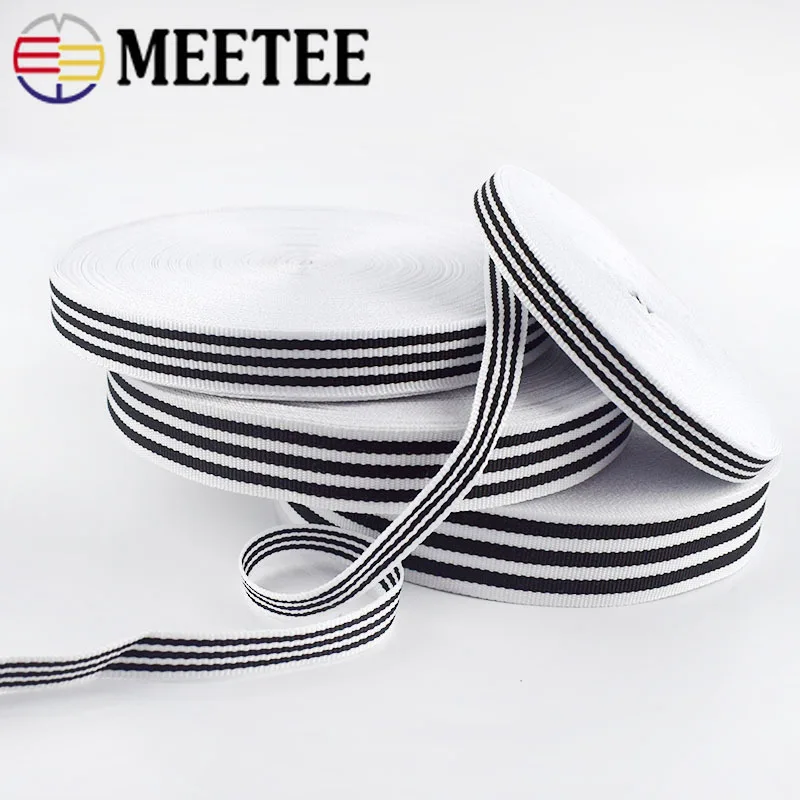 30Meters Black White Stripe Polyester Webbings Bag Backpack Strap Belt Ribbons Bias Binding Tapes Gift Wrapping DIY Accessories | Дом и сад