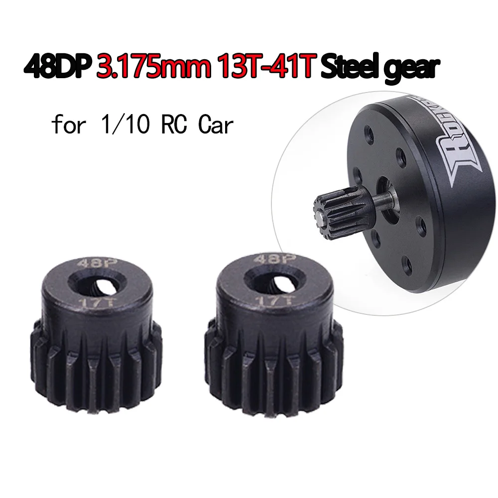 Стальная шестерня 48DP 3,175 мм 13T 14T 15T 16T 17T 18T 19T 20T 21T-25T 26T-30T 31-41T, 2 шт. Для радиоуправляемого грузовика 1/10