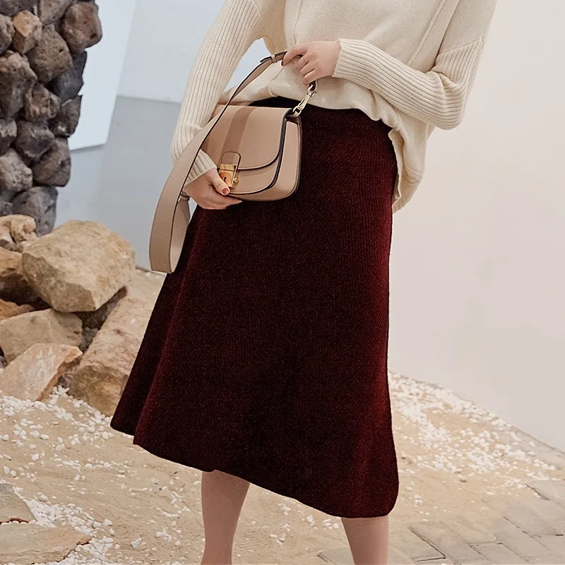 Dark Red-9107-90 Высокое качество, стиль, весна, осень, зима, женский кашемировый шерстяной базовый свитер, юбка, облегающие топы, гибкий темперамент, винтажный - Цвет: Dark Red-9107-90
