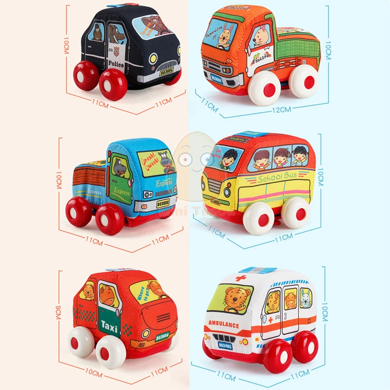 Baby Cloth Pull Back Car Hanging Toys For Baby Rattles Random Newborn Learn Walk Kids Handbell Gift Boy Toy Vehicles
