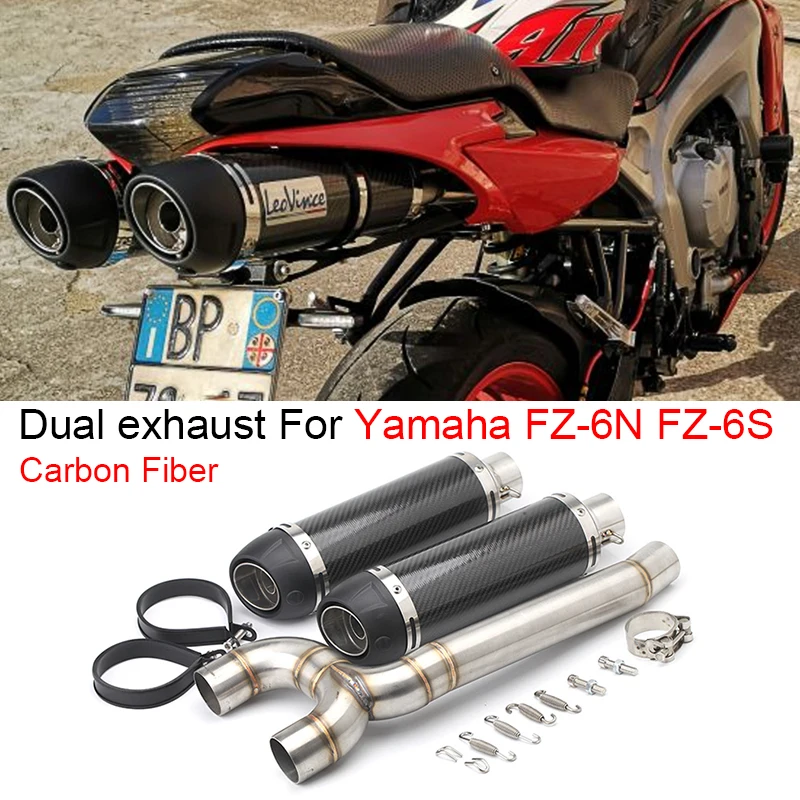 51Mm Xe Máy Carbon Thoát Moto Xả Leo Khuỷu Tay Giữa Ống Đầy Đủ Hệ Thống Trượt Trên Đua Xe Dành Cho Xe Yamaha FZ-6N FZ-6S FZ6 FZ6S FZ6N