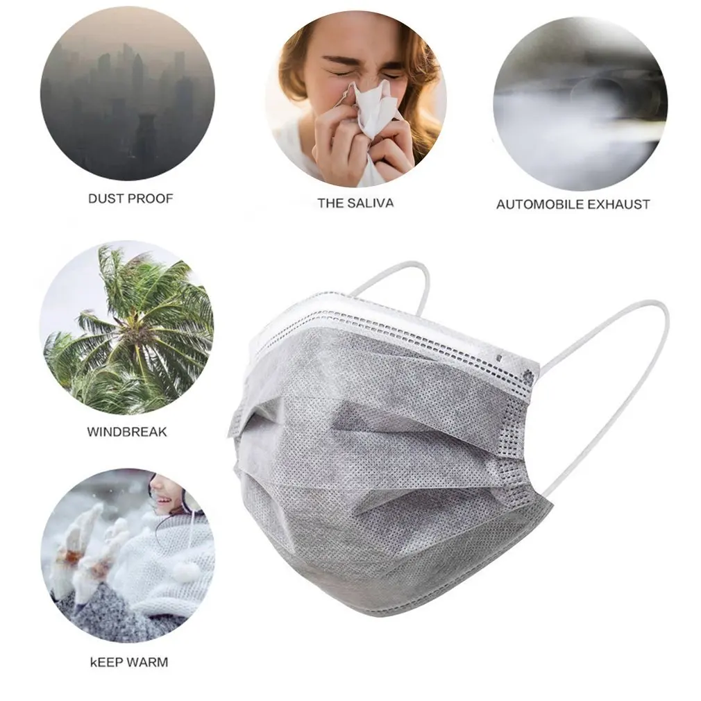 

100PCS Fast Delivery Mask Mouth Face Mask Breathable Earloops Masks Disposable Non Wove Meltblown Cloth 3 Layer Ply Filter Mask