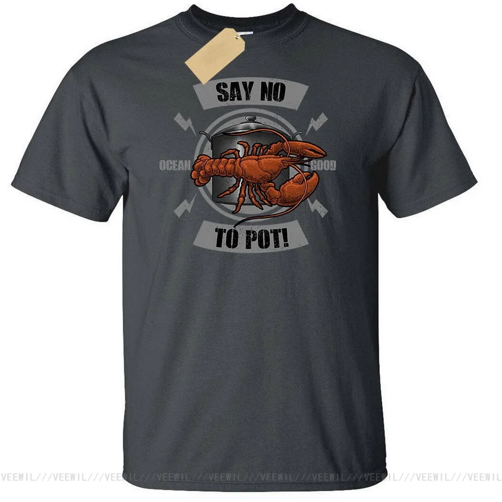 Скажите нет горшок Для мужчин s футболка забавные &quotЛобстер&quot Океан Забавный