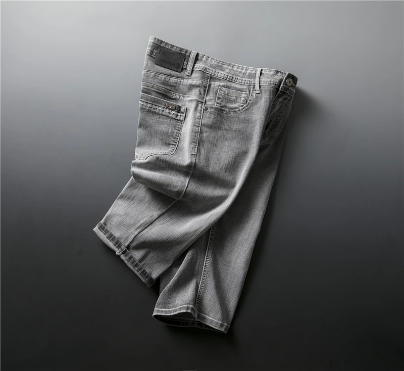 Шорты мужские прямые из денима модные брюки в классическом стиле Стрейчевые