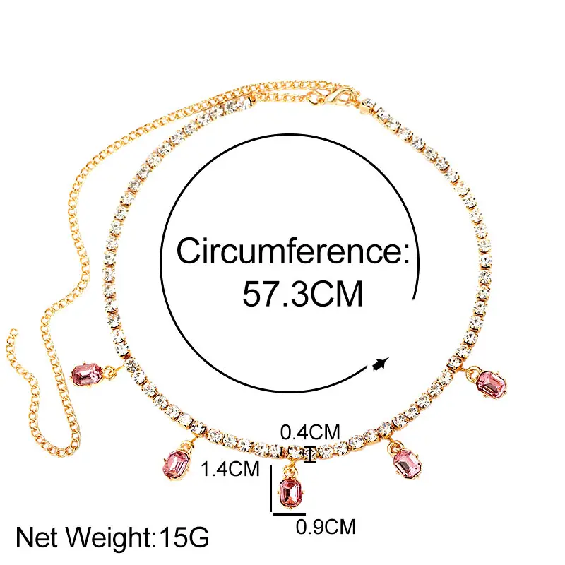 

New Trendy Crystal Geometric Pendant Necklace for Women Shiny Gold Color Crystal Tennis Chain Necklace Bohemian Jewelry Gift