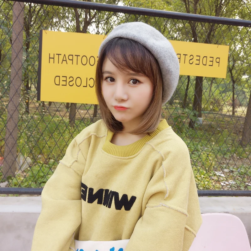 Шапка берет LINJW женская зимняя однотонная плотный теплый шерстяной регулируемая