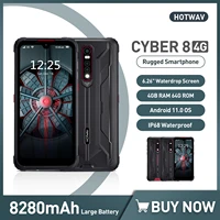 HOTWAV CYBER Android Mobile Phone IP68 Rugged Waterproof Cellphone 4GB 64GB Smartphone 16MP Camera 8280mAh Global Version