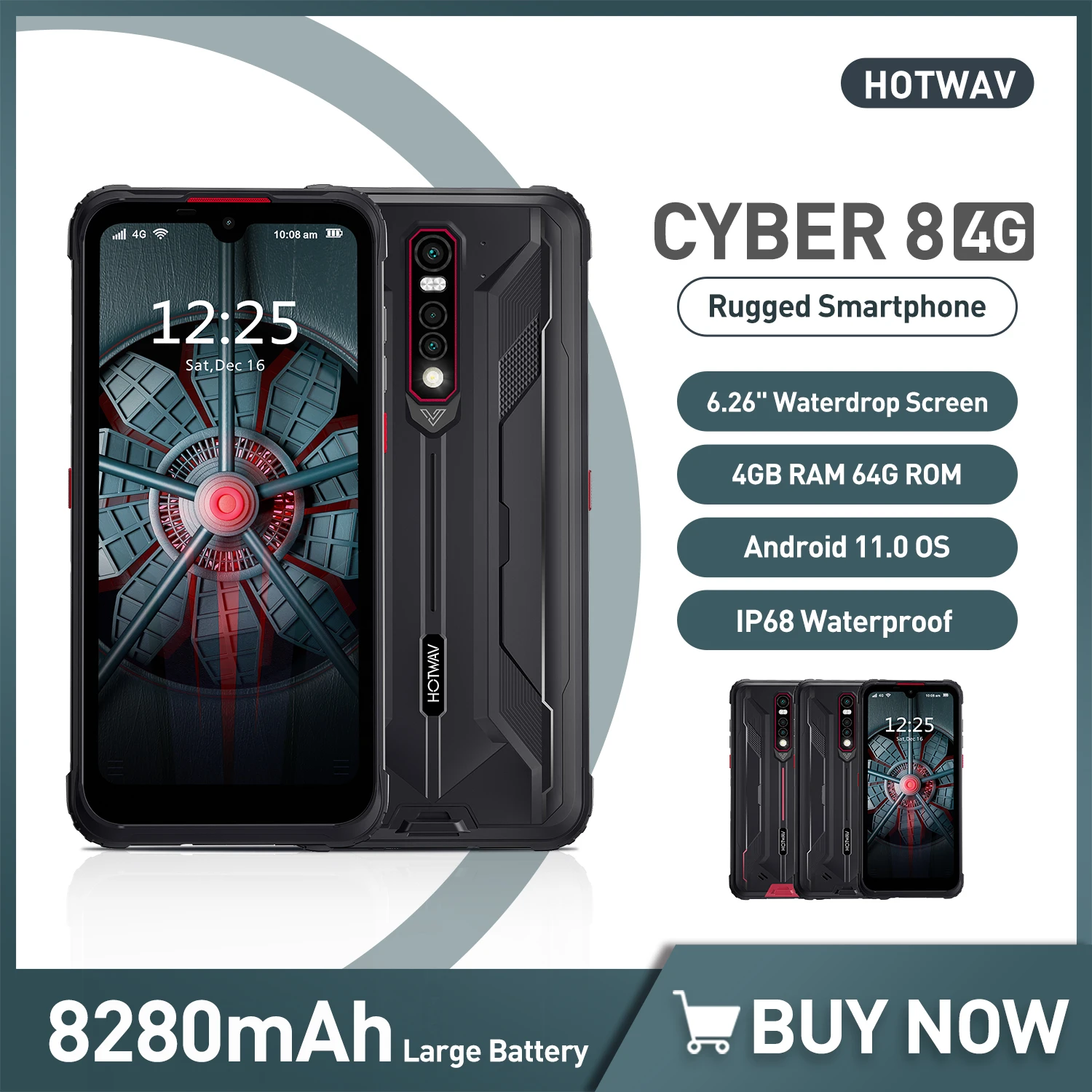 HOTWAV CYBER 8 Android 11 мобильный телефон IP68 прочный водонепроницаемый 4 Гб 64 Смартфон 16MP