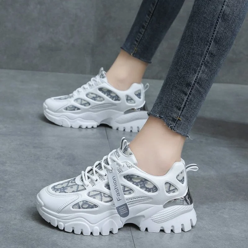 

Autumn Women Platform Sneakers Designers Brand Fashion Vulcanize Shoes Woman Mesh Casual Shoes Chunky Trainers Ladies Mesh