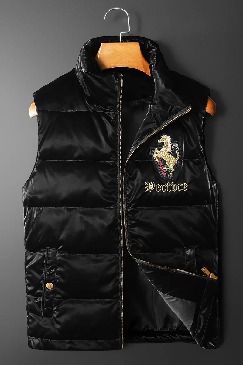 White duck down vest winter solid color new trend cool men's down vest men's printed down vest coat high quality good goods